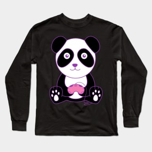 Gaming Panda With Controlle Long Sleeve T-Shirt